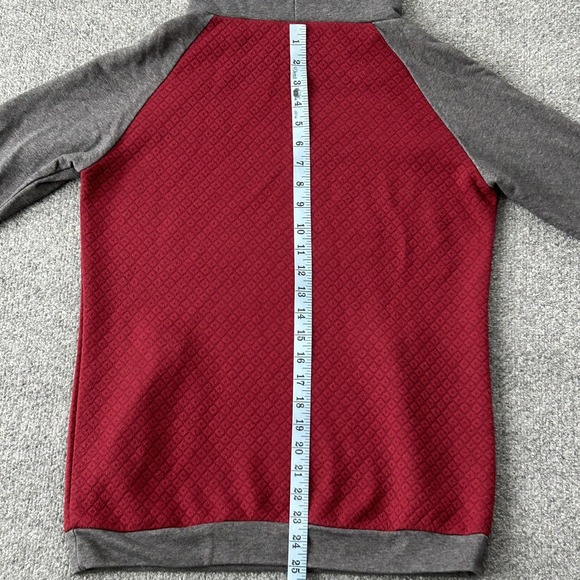 Ampersand Ave Hoodie Womens Small Red Gray Quilted Pullover Pockets Stretch - Picture 9 of 12